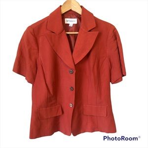 Linen Short Sleeved Jacket Burnt Orange Woman’s Size 8